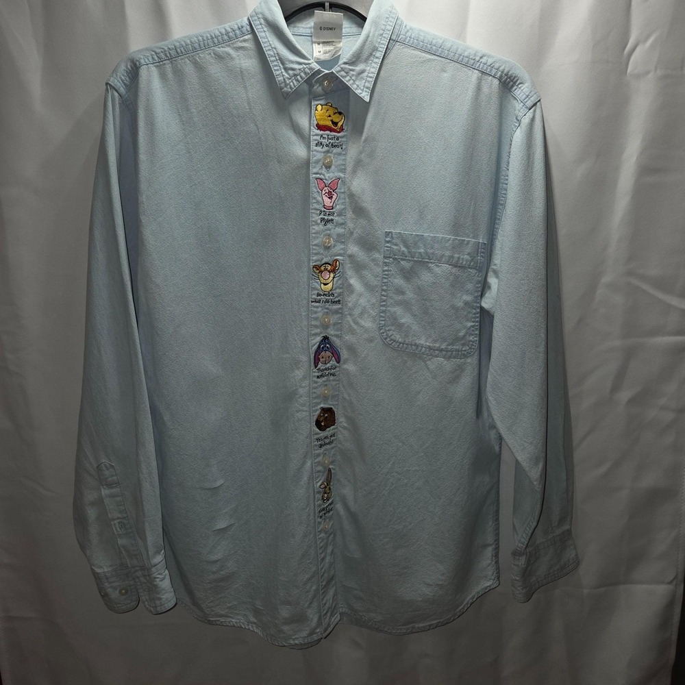 Collector Disney Pooh & Friends VTG Denim Shirt Medium Embroidered - Picture 3 of 7